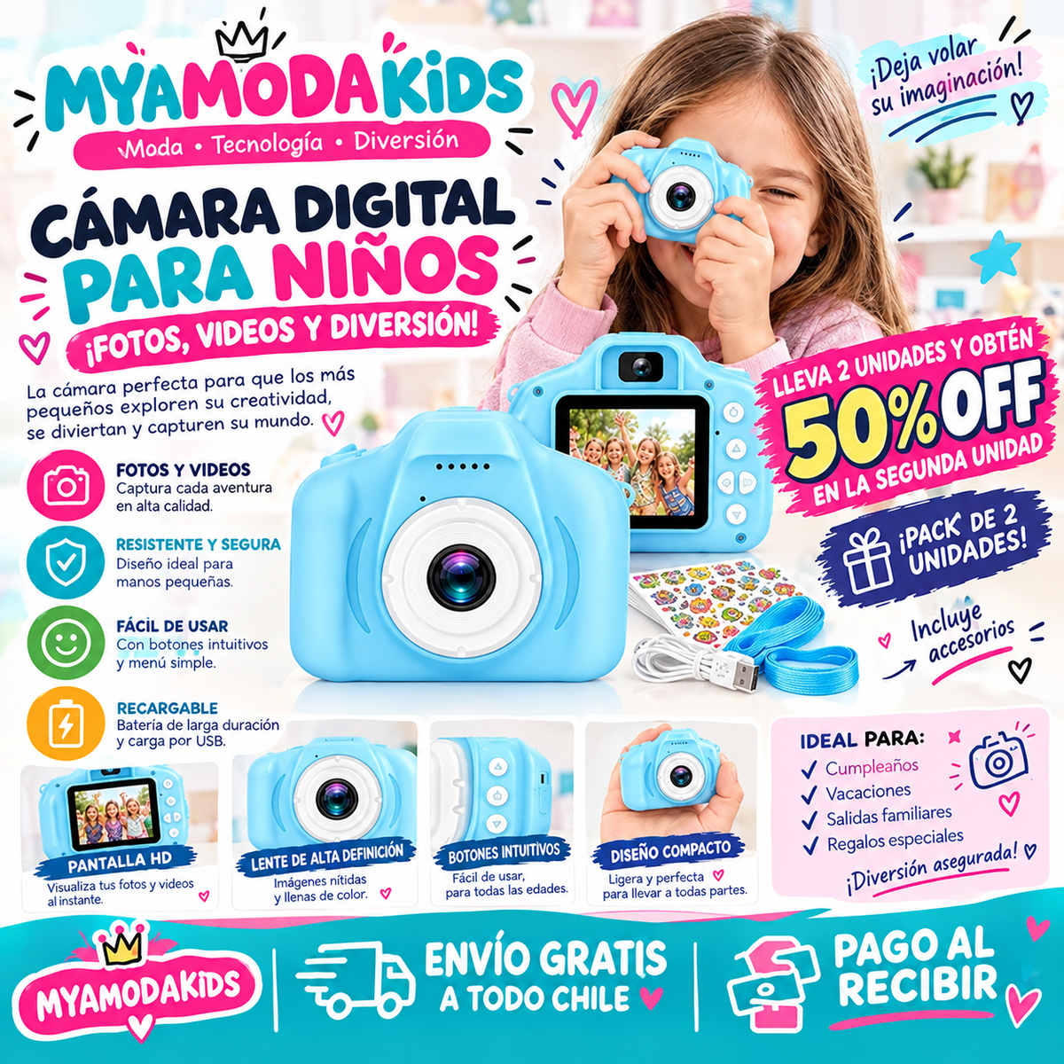 Cámara Digital Recargable Para Niños