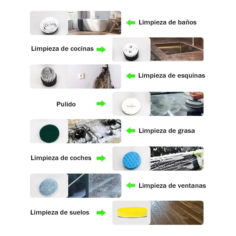 Cepillo Eléctrico Multifuncional 9 en 1 para Limpieza Profunda
